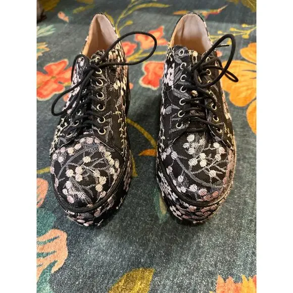 Shellys London Floral Platform Shoes Size 7 - See Measurement - Picture 2 of 7